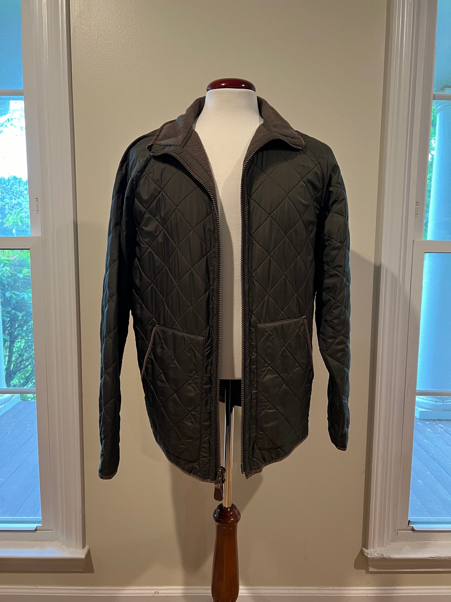 Green Quilted Polo Jacket