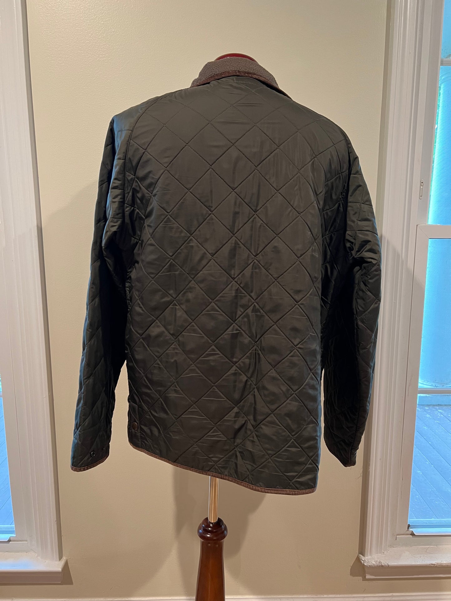 Green Quilted Polo Jacket